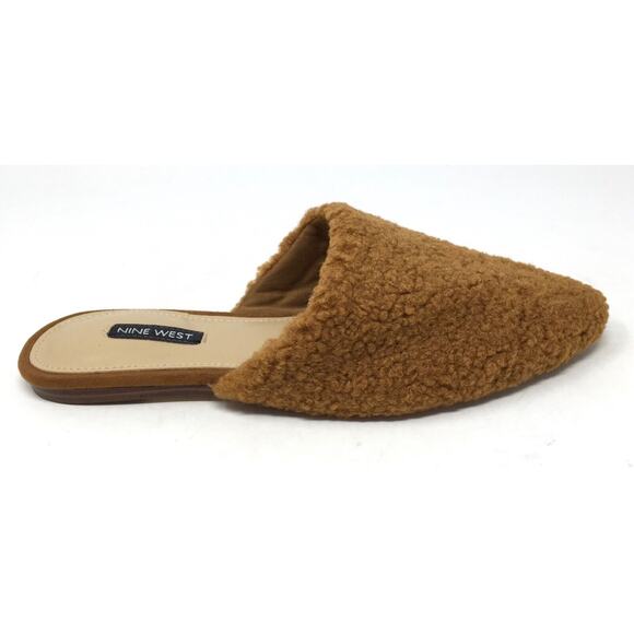 Nine West Furzy Women's Size 7 Brown Faux Fur Winter Slides Slip-On Shoes - Picture 5 of 7